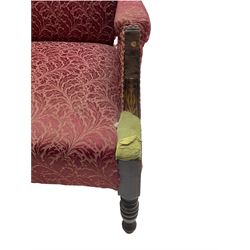 Edwardian mahogany framed upholstered sofa with Kilim loose cover 