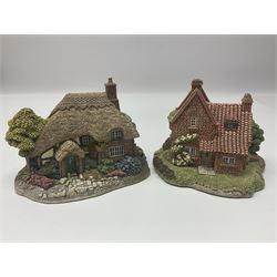 Ten Lilliput Lanes, comprising from Midlands Region Witham Delph, Jun and Disorderly, From South West Region Puffin Row, Moonlight Cove, The Cuddy, and from South West Region, The Rustlings, Saxton Cottage (1988), Marigold Meadow, Calendar Cottage and Little Lupins, all with boxes and deeds 