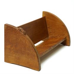 Mouseman - oak book trough, curved end supports, with carved mouse signature, by the workshop of Robert Thompson, Kilburn W45.5cm