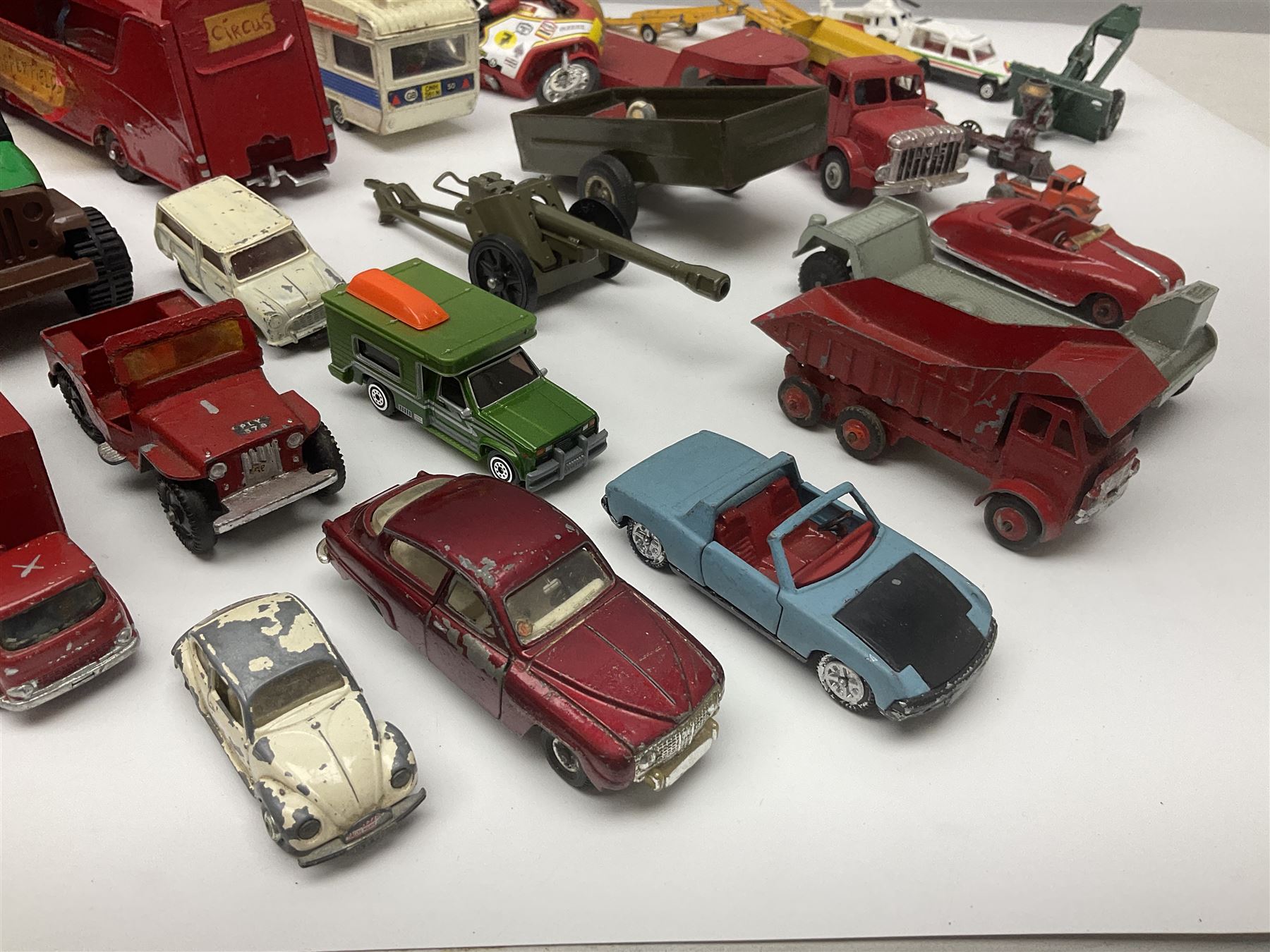 Various makers - Matchbox Superkings Snorkel Fire-Engine No.K-39 and King Size Scammell Tipper Truck No.K-19; both boxed; and large quantity of unboxed, playworn and repainted models by Dinky, Corgi, Lesney, EFE, Micromachines etc