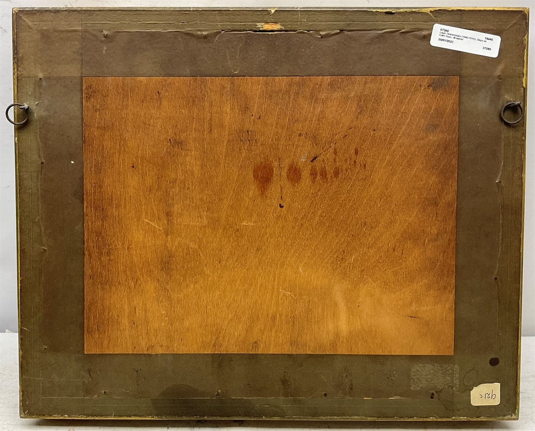 Louis Etienne Timmermans (Belgian 1846-1910): Boats in Calm Waters, oil on board signed 14cm x 24.5cm