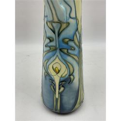 Moorcroft jug, of tapering form, decorated in the Calla Lily pattern by Emma Bossons, circa 2001, H24cm
