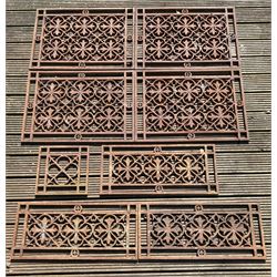 Set of four Victorian cast iron grills with repeating tulip motif (67cm x 47cm) together with a set of three of the same design (29cm x 67cm) and one similar, all stamped Walter McFarlane & Co. Glasgow. (8) - COLLECTION BY APPOINTMENT FROM: The White House, Thirsk Road, Easingwold, York, YO61 3NF - CALL 01723 507111 TO ARRANGE