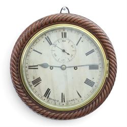 Benzie of Cowes - late Victorian ships bulkhead double fusee wall clock, silvered 8