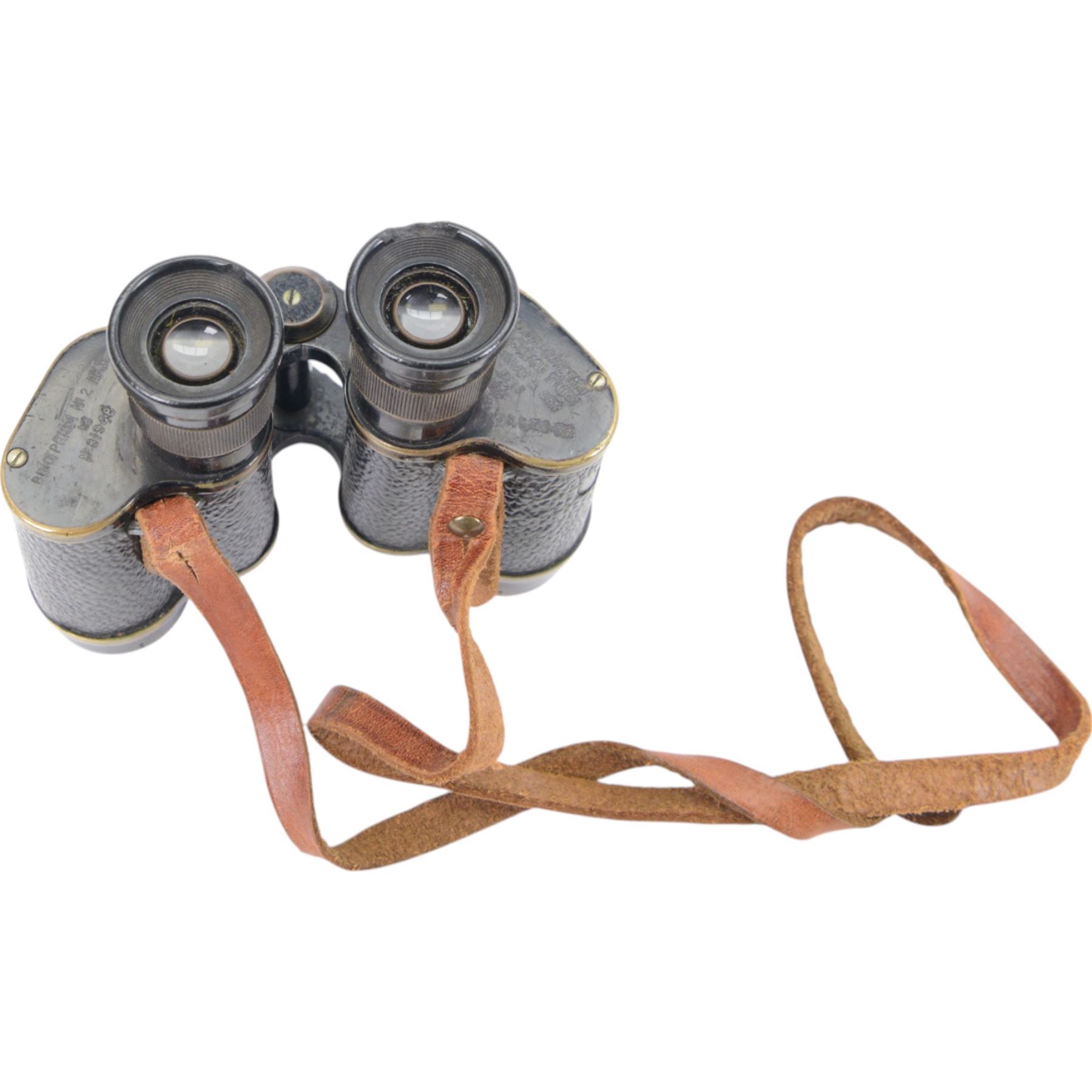 WWI Ross London binocular prismatic No.2 MK II magnification 6 binoculars, together with Aitchison London binocular prismatic No.3 Mark I maginification 6 binocular and two other cased pairs of military field binoculars   