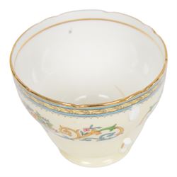 Aynsley Henley pattern part tea service, including sandwich plates, milk jug, sugar bowl, teacups, saucers and cake plate