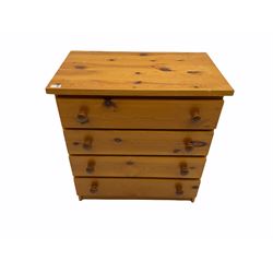 Pine four drawer chest and a pine table