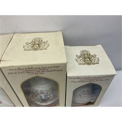 Bells, Scotch whisky, in eight Wade ceramic decanters, including Christmas 1992, Queens 60th birthday, Birth of Prince William etc, various contents and proof   