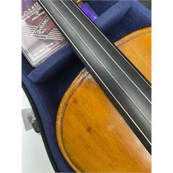 1920s continental large viola with 42cm two-piece maple back and ribs and wide grain sprucewood top with guarnerie sound holes, bears label 'Werner Alajos Budapest', overall length 69cm; in modern carrying case