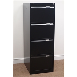  Bisley filing cabinet, four drawers, black finish, with key, W47cm, H132cm, D63cm  