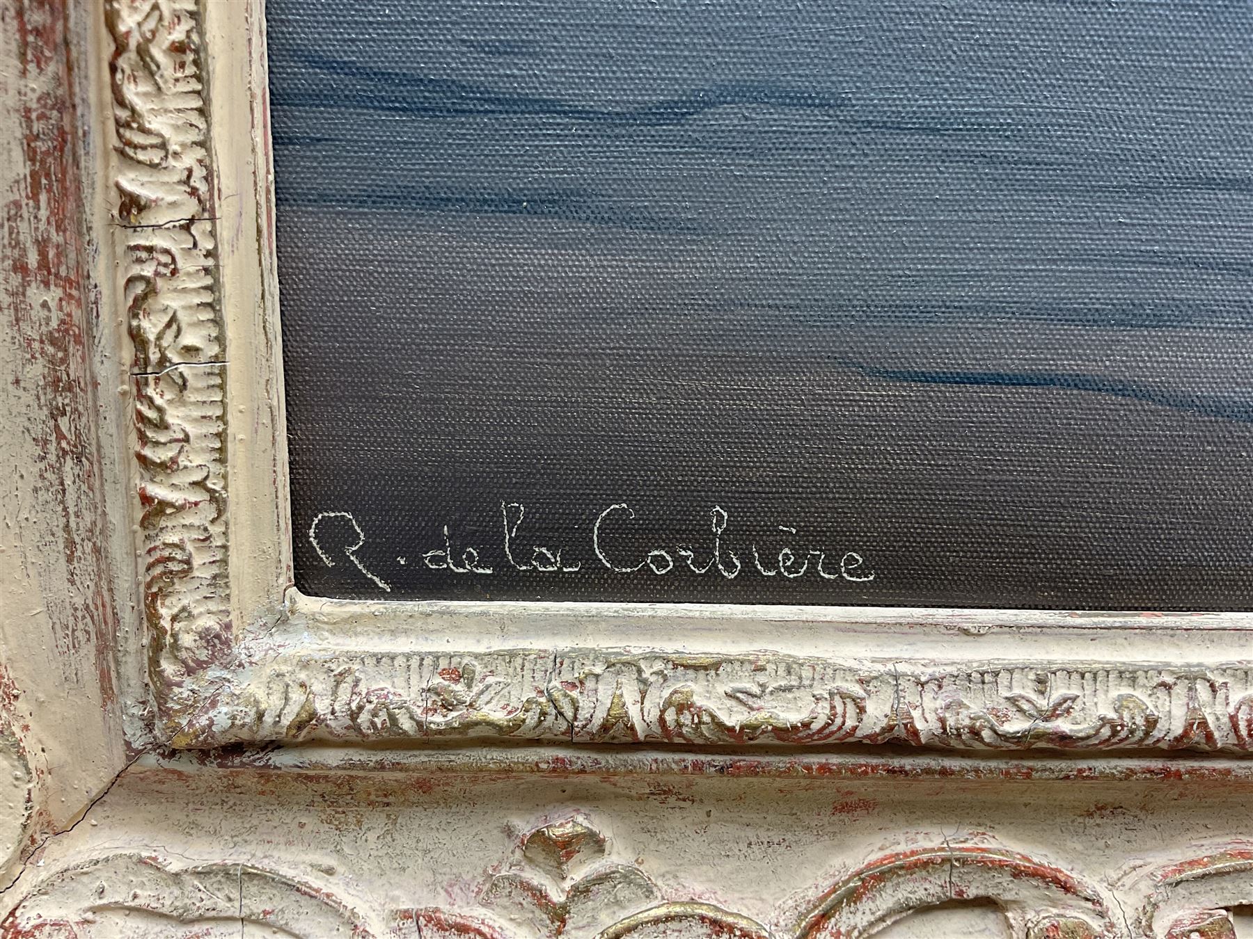 Roger de la Corbière (French 1893-1974): 'St Jacut - Côte du Nord', oil on canvas signed, titled on gallery labels verso 44cm x 53cm 
Provenance: with E Stacy-Marks Ltd. (thrice), Eastbourne and Folkington, labels verso