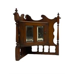 Edwardian mahogany plant stand, mahogany plant stand, two smokers stands, mahogany centre table, side table with drawer, hardwood folding chair, Edwardian mirror glazed corner cabinet and an occasional table (9)