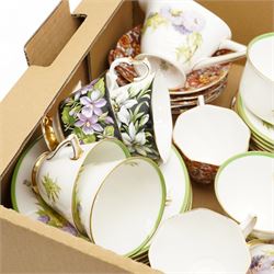 Collection of tea services, including Royal Doulton thistle pattern, Royal Albert Provencal Flowers, Rosina pattern etc 