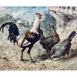 John Emms (British 1843-1912): Chickens in the Farmyard, oil on canvas signed 25cm x 31cm