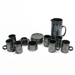 Michael C. & Elizabeth Skipworth for Lotus Pottery, Old Stoke Farm, Stoke Gabriel stoneware coffee service for six 
