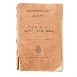 WWII photo album of Malta containing original photographs with annotations, including Battle ships, harbours, soldiers and buildings, together with Manual of Naval Cookery 1945 Naval book