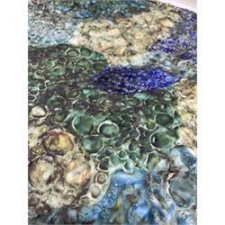 Tony Morris (British 1942-2018) for Poole Pottery: Studio pottery bowl of shallow circular form, thrown by Alan White, glazed and decorated by Tony Morris, impressed and painted marks to base, printed and painted marks beneath D35.5cm 