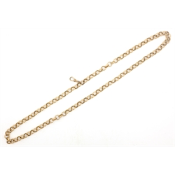  Rose gold large cable link muff chain tested 9ct, approx 52.8gm  