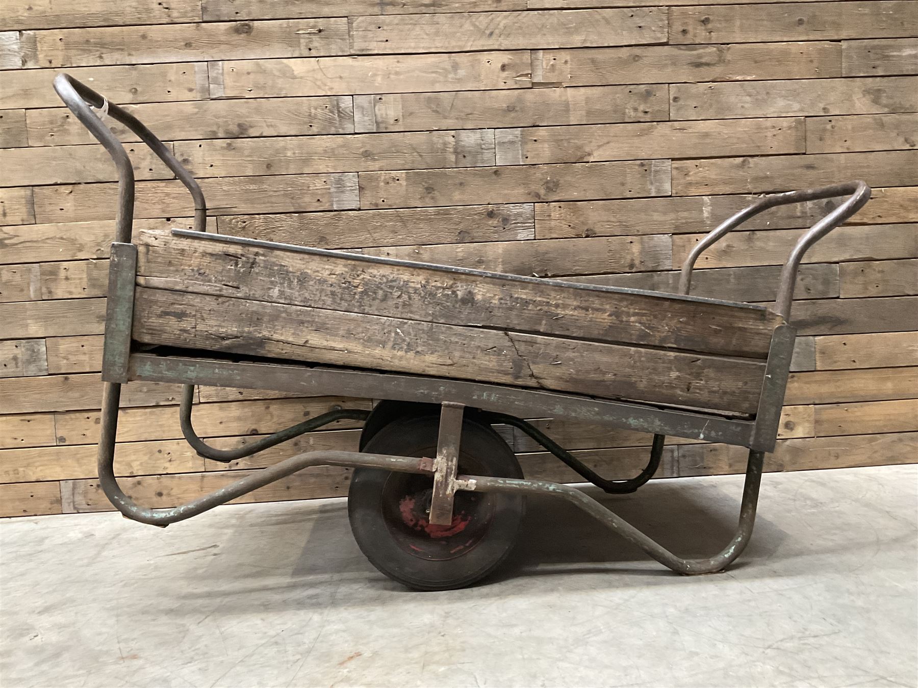 Vintage metal and wooden trolley cart