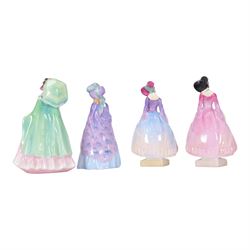 Four Royal Doulton miniature figures, comprising Mirabel M68, Pantalettes M15, The Paisley Shawl M3 and Pantalettes M16  