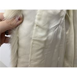 White Arctic Fox fur coat with loop fasteners 