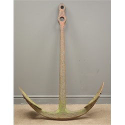  Large 20th century cast iron Anchor, plain tapering shaft with two spade shaped ends, H137cm, W97cm   