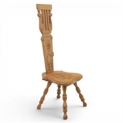 Beaverman - Oak hall chair with commemorative carved back panel  dated '29th July, 1981' for Prince Charles and Princess Diana royal wedding, with carved Yorkshire rose and the Prince of Wales feathers, on turned supports, with carved beaver signature, by Colin Almack of Sutton near Thirsk