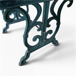 Small cast iron and wood slatted garden table