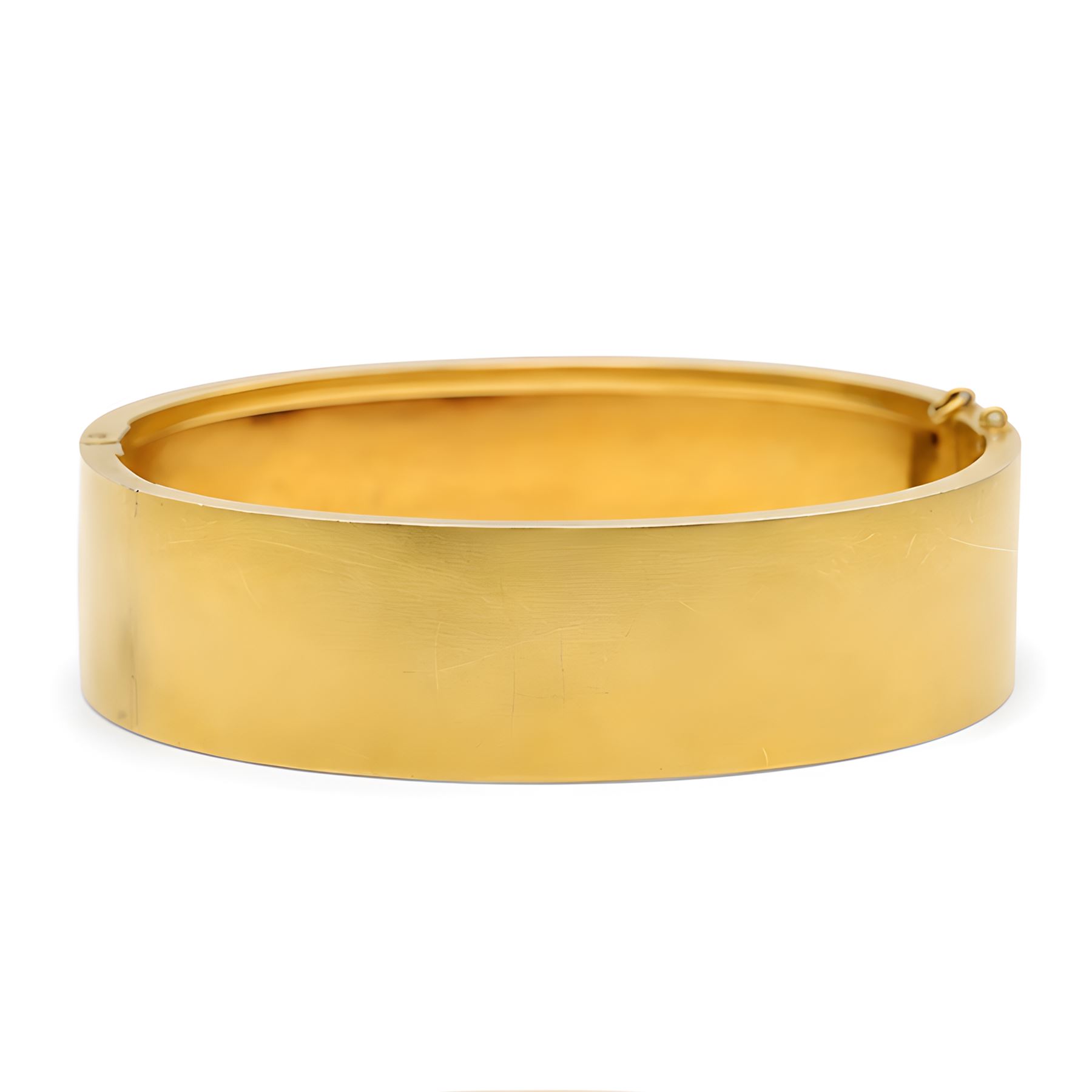 19th / early 20th century gold hinged bangle, with applied ivy leaf, bead and wirework decoration