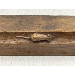 'Mouseman' 1930s/40s tooled oak fire fender, carved with mouse signature, by Robert Thompson of Kilburn