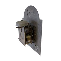 Late 18th century - 8-day longcase movement with a  12” x 16” brass dial signed Robert Clidsdale of Edinburgh, with original hands chapter ring and spandrels, with a rack strike and anchor escapement. No weights, key or pendulum.