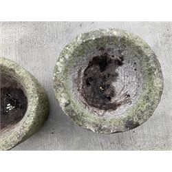 Pair weathered granite planters, circular tapering form

Location: Duggleby Storage, Scarborough Business Park YO11 3TX