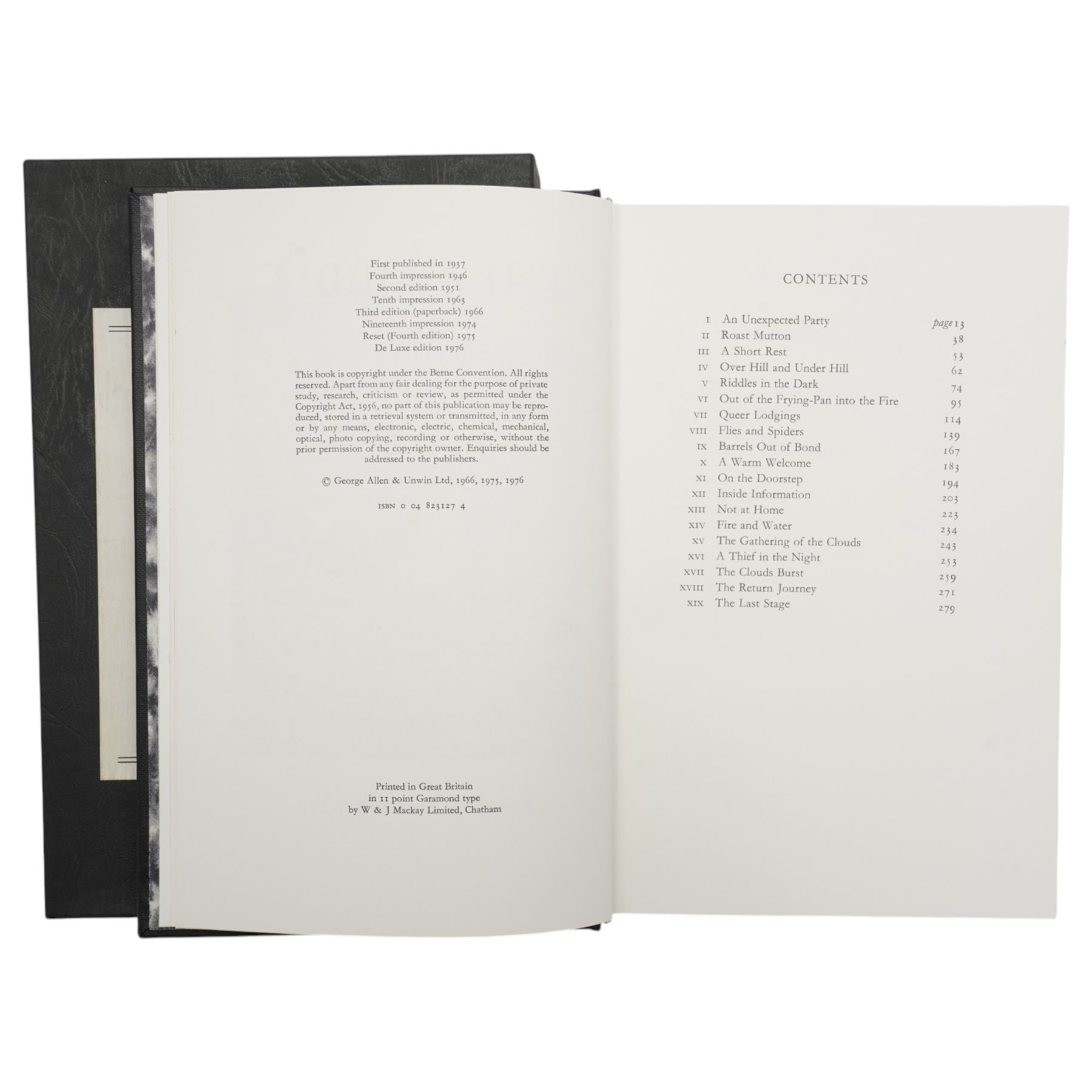 Tolkien, J.R.R. - The Hobbit or There and Back Again, De Luxe edition, George Allen and Unwin Ltd 1976, publishers black cloth with gilt dragon in presentation box with paper label