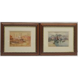 John Wynne Williams (British fl.1900-1920): Whitby Harbour, pair watercolours signed 16cm x 22cm