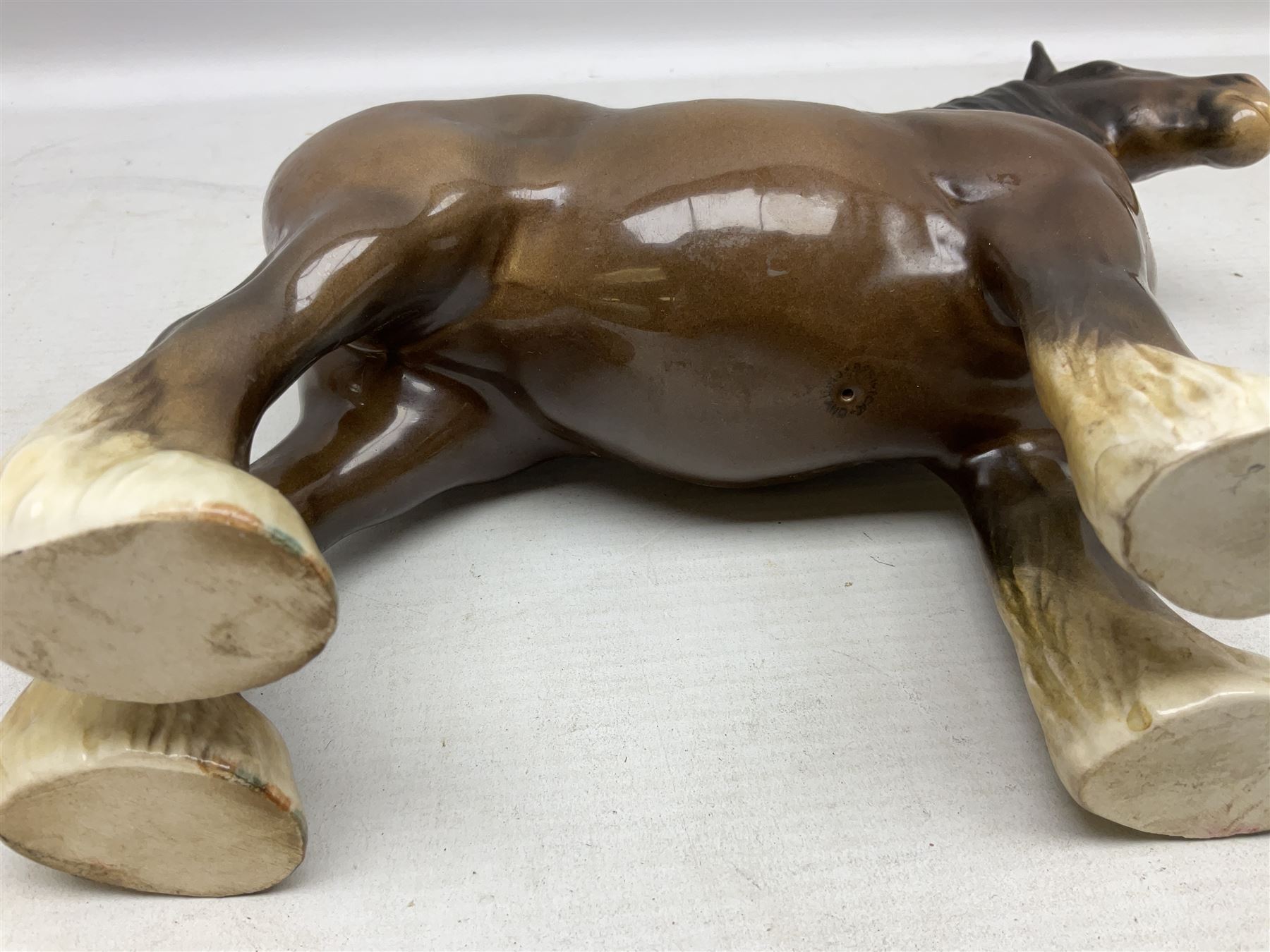 Group of three Beswick Shire horses, comprising CH. Burnham Beauty mare in matte finish, dapple grey horse and bay horse, all with stamped marks beneath