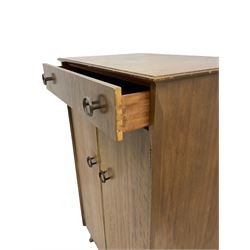 Retro sapele mahogany dressing table with sliding mirror compartments, and matching tallboy