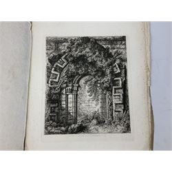 George Cuitt Jnr (British 1779-1854): 'Select parts of Kirkstall Abbey', complete set six etchings signed titled and dated 1823 in the plate, oblong folio; J Metcalf and J Carmichael (British 18th/19th century): 'Fountains Abbey Intended To Illustrate The Architecture And Pictureseque Scenery Of That Celebrated Ruin', seven etchings (one missing) pub. 1832 with Historical and Architectural Description by T Sopwith, oblong folio; Augostino Aglio (Italian 1777-1857): 'Sketches of the Interior & Temporary Decorations in Woolley-Hall Yorkshire', complete set 22 lithographs dated 1821, pub. by the artist, oblong folio max 54cm x 37cm (3)
