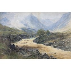 Thomas Swift Hutton (British 1860-1935): Highland Beck, watercolour signed 38cm x 55cm in fine gilt gesso frame