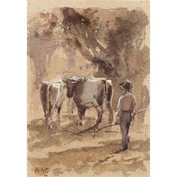 Albert Abram Gittleson (Scottish fl.1911-1940): Herded Cattle, watercolour heightened with...