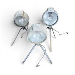 Bullfinch Lighting - collection of three gas floodlights on tripod bases (Medium Stands)