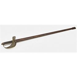 George V 1897 pattern army officer's sword the 82.5cm etched blade by Flights Ltd London, Winchester, Aldershot & Camberley, nickel plated pierced hilt and wire bound fish-skin grip, in leather scabbard, L101cm overall