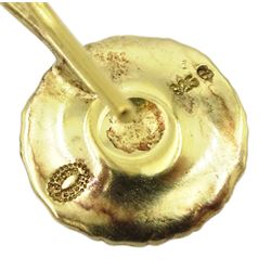 Silver-gilt white enamel daisy pendant necklace and matching pair of pendant earrings by Georg Jensen