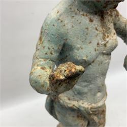 Garden ornament modeled as a putti with butterfly, H50cm