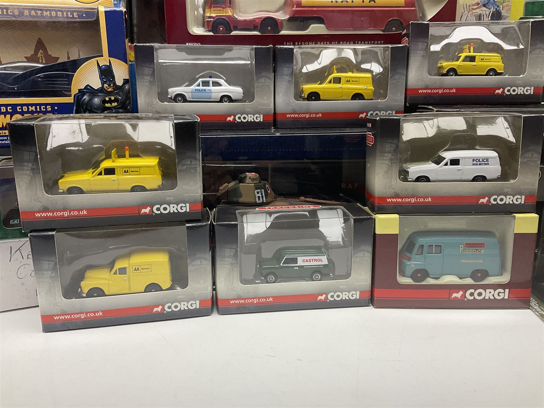 Thirty-eight modern die-cast models/sets  including Corgi and Lledo 1:76 scale Trackside vehicles; Unimax, Atlas and other tanks; TV & film related; advertising and promotional; QEII 80th Birthday etc; all but one boxed (38)