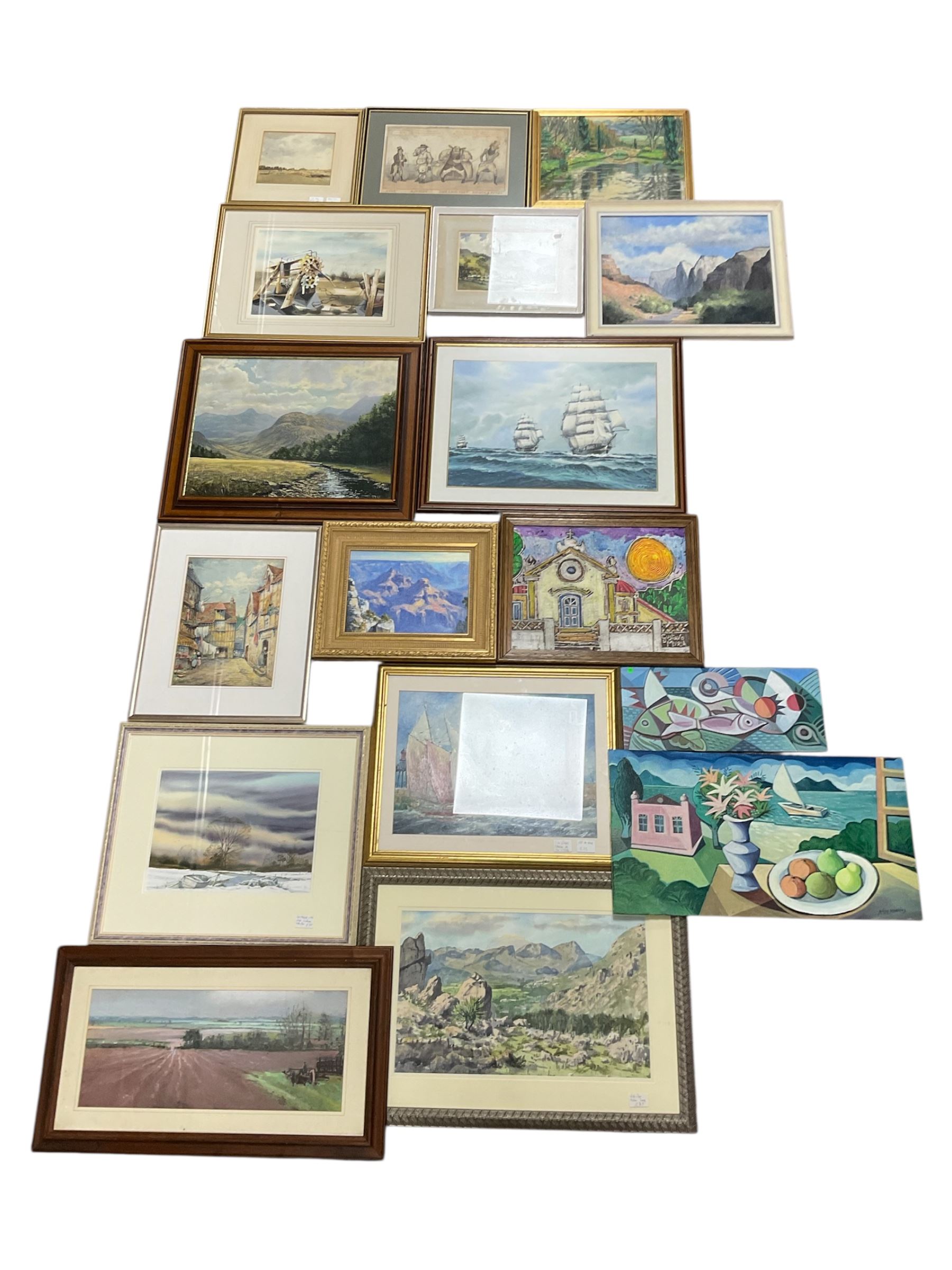 Collection of watercolours and oil paintings, artists including Jack Prior, George P Wiseman, Robert Inches Robertson, John W King, Nildo Martins, Christopher John Assheton-Stones, etc