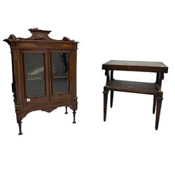 Regency style mahogany side table with leather inset (W66cm, D55cm, H69cm), and a 19th century walnut cabinet (a/f), and a 