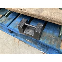 Two pairs of Victorian cast iron potato scales, one damaged with a 5kg weight