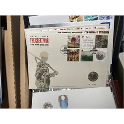 Approximately one hundred and fifteen Royal Mint coin covers, in two ring binder folders and loose, together with approximately 53 grams of Great British pre-1920 and approximately 68 grams of Great British pre-1947 silver threepence coins, and a small quantity of further pre-decimal coins