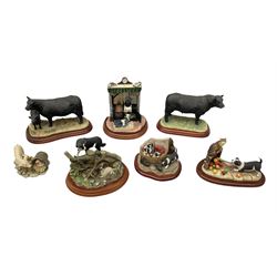 Border Fine Arts figures, to include Galloway Bull, A2692, Galloway Cow & Calf, A3790, Well Warmed, A1454, Found Safe, A0602 etc (7) 
