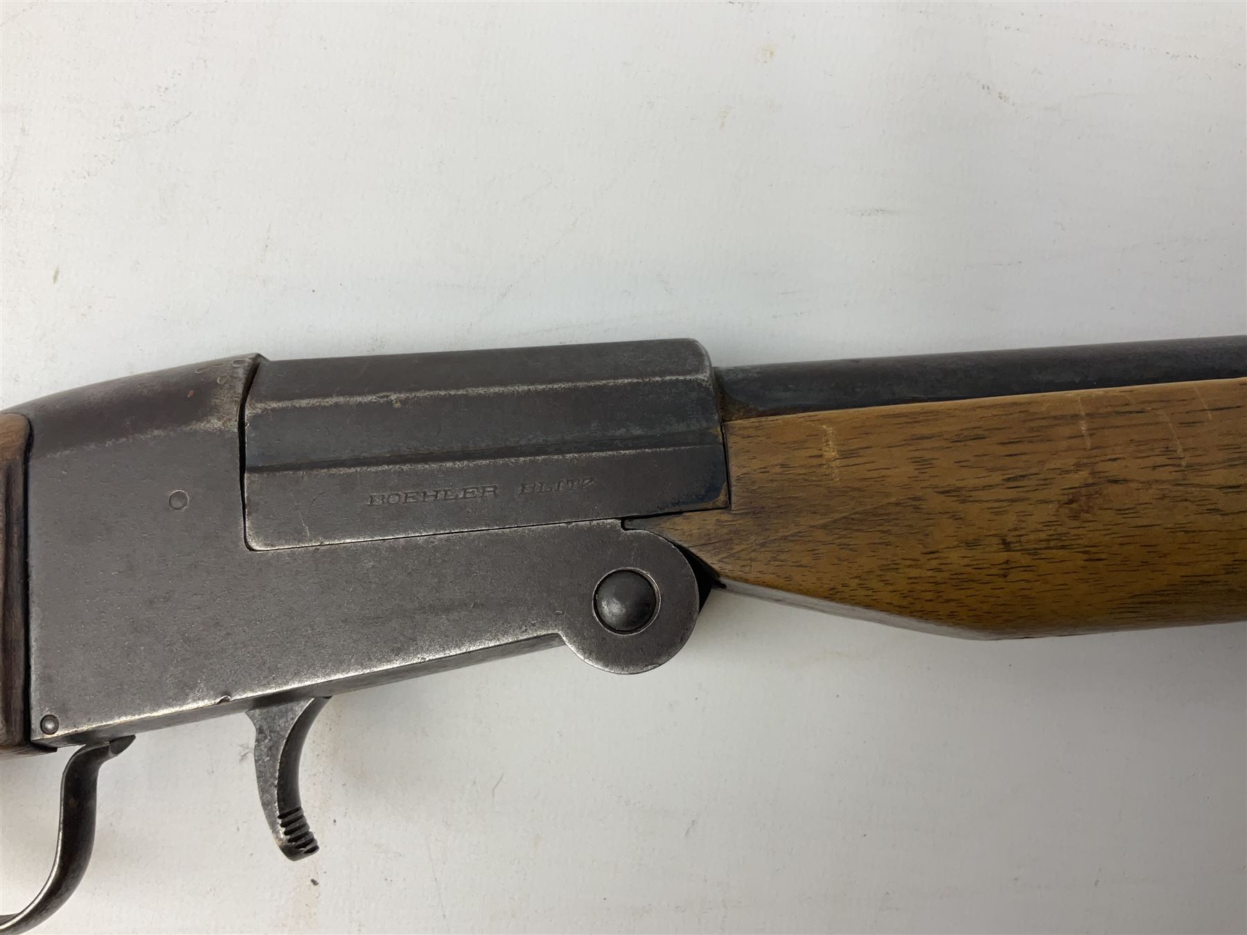 Italian Boehler Blitz .410 folding single barrel shotgun, walnut stock with 70cm barrel, chequered grip and fore-end with cross action safety, No.1779, L112cm overall SHOTGUN CERTIFICATE REQUIRED